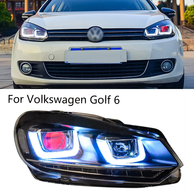 

Car Headlight Assembly For Volkswagen Golf 6 Golf6 Headlamp Moving Turn Signal Dual Beam Lens