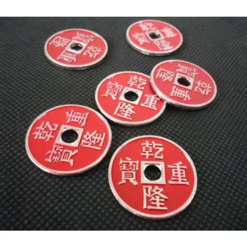 

5pcs Chinese Ancient Coin Red Half Dollar Size Coin Magic Tricks Coin Appear Vanish Close up Magia Magicians Prop Accessory
