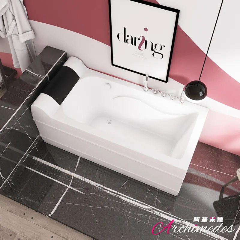 Yjq1.6 1.7 meters double skirt against the wall white bathtub bathtub with hardware