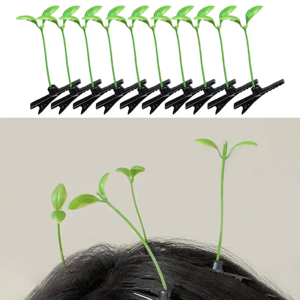 

20/30/50Pcs Funny Bean Sprout Hair Clip Set Spring Design Anti-slip Realistic Style Green Plant Hairpins Hair Accessories 집게핀