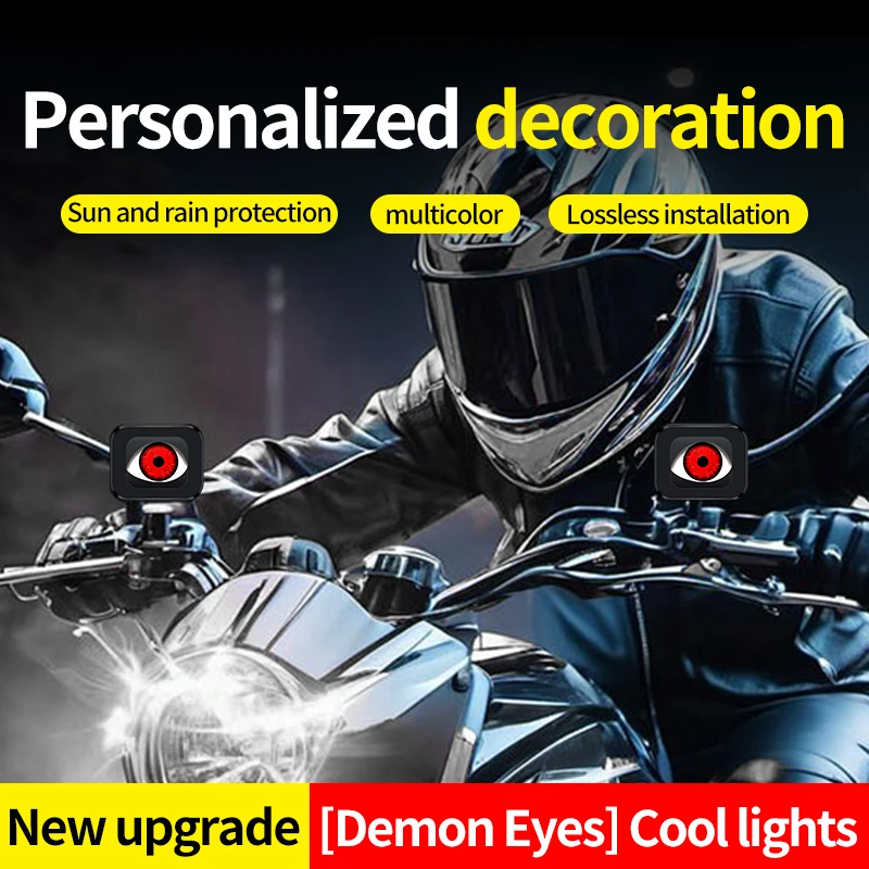 Motorcycle LED Demon Eye Light with 6 Switchable Modes - Auto & Remote Manual Control for Scooters and Bikes