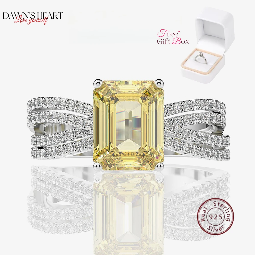 

5CT Emerald Cut Woman Triple Ring S925 Silver High Quality Women Couple Promise Rings Set Joyas Plata Ley 925 Original Luxury
