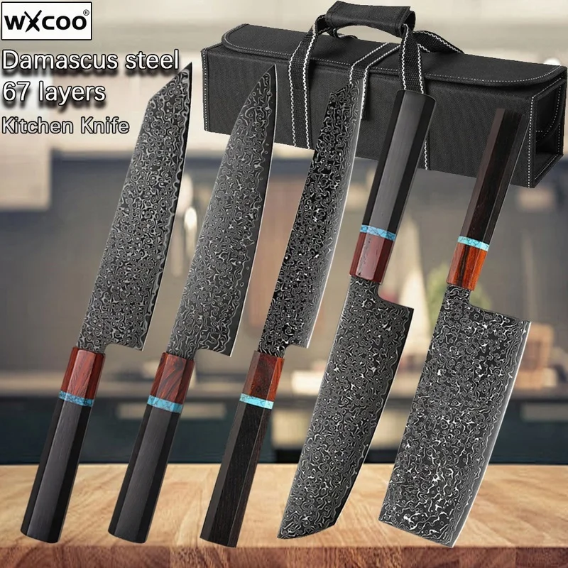 

Damascus Steel Slicing Chef Meat Cleaver VG10 Kitchen Knife Set Japanese Cooking Chef Knife High Hardness Cutting Knife