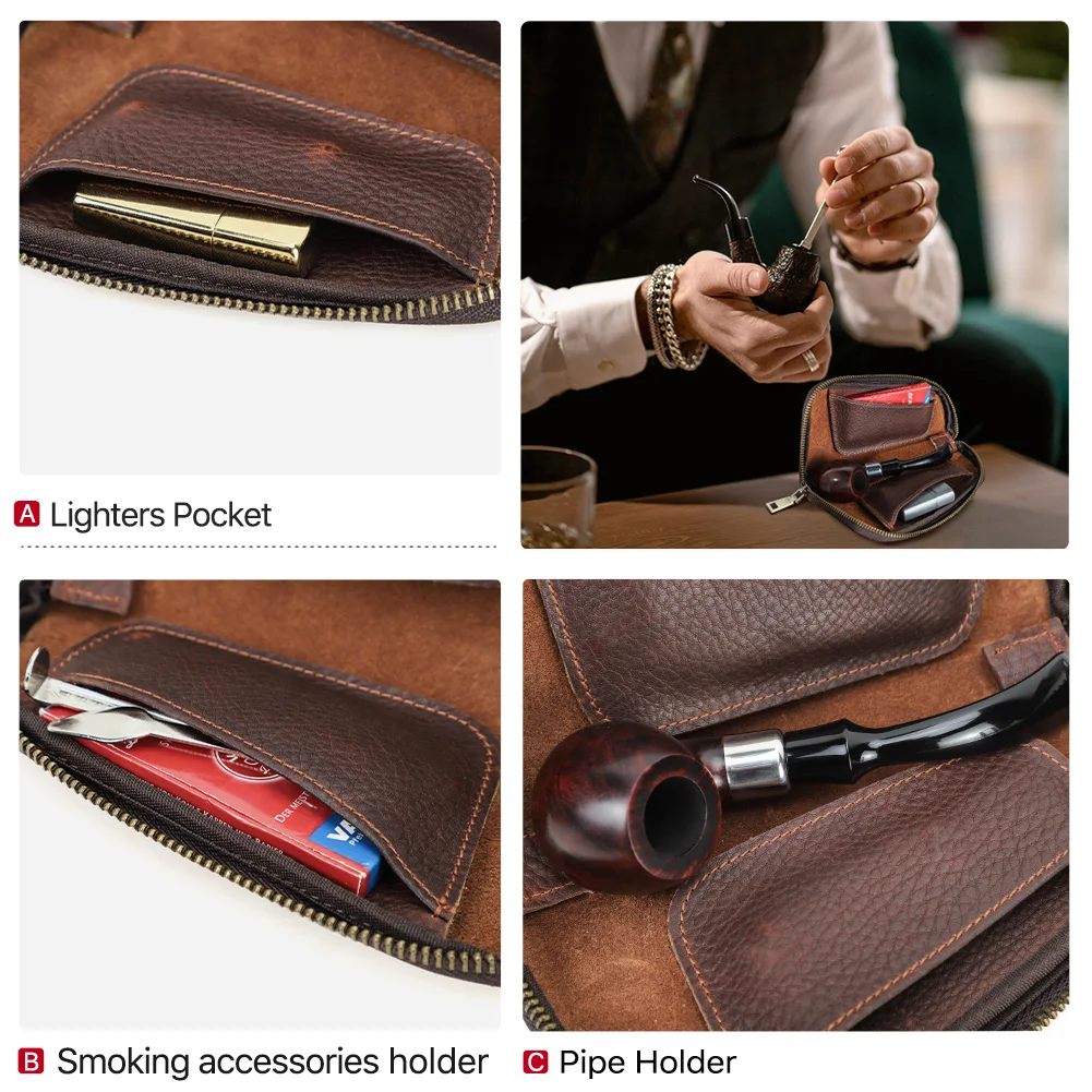 Genuine Leather Case for Tobacco Smoking Pipe Portable Herb Tobacco Smoking Pipe Pouch Smoking Tools Accessories