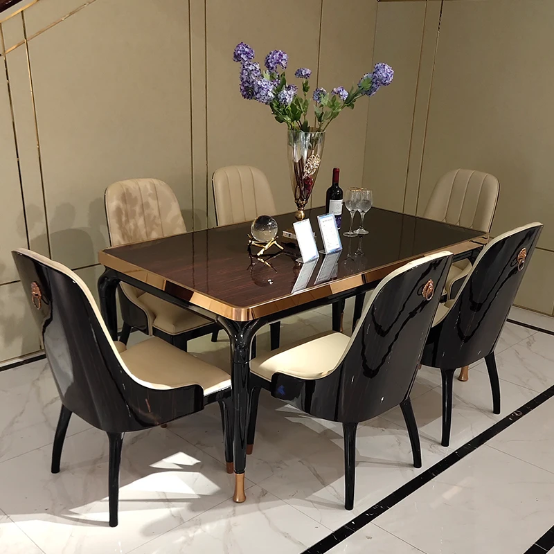 

Light Luxury Dining Table Unique Wooden Waterproof 4 Chairs Restaurant Tables Modern Space Saving Mesas De Jantar Home Furniture