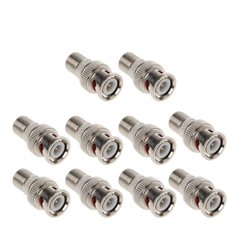 10Pcs/Set BNC Male Plug To F Female Jack Coax Connector Adapter for CCTV Camera Transmission & Cables