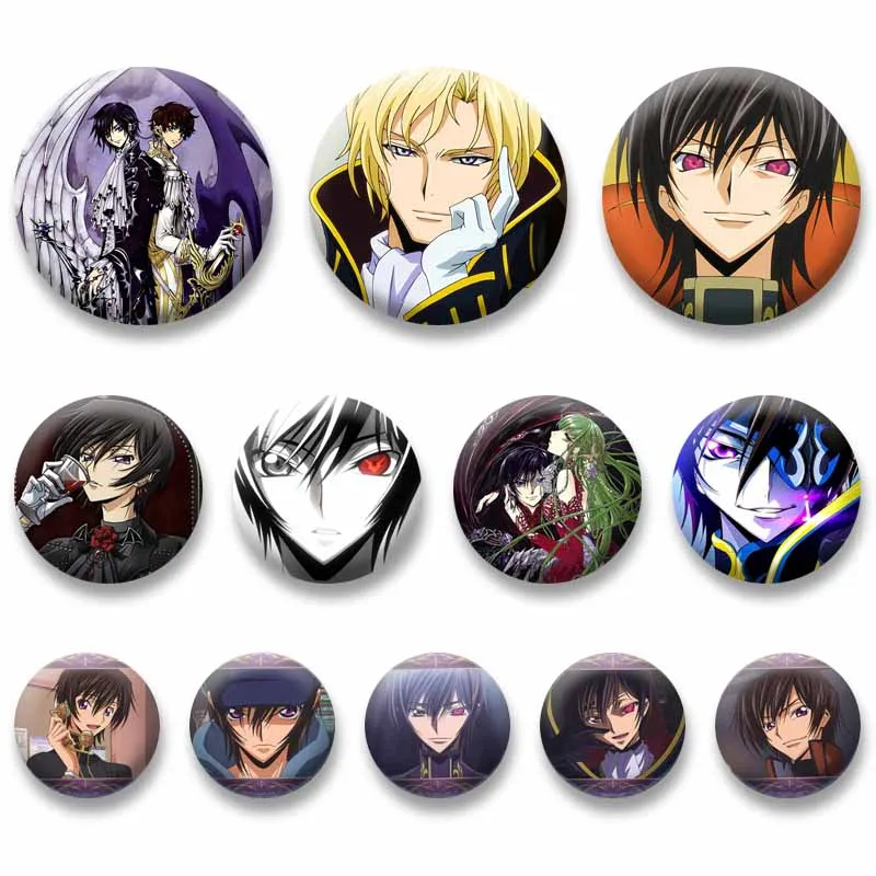 Anime Peripheral Figure Coin Badges Lelouch Lamperouge Suzaku Kururugi Kallen C.C.Brooch Cartoon Jewelry Pins Gift for Friends