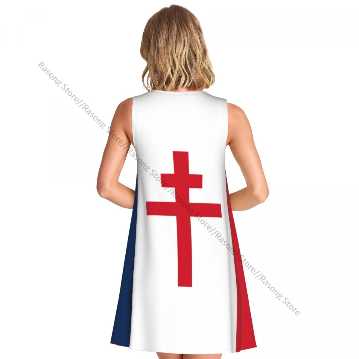 Vestido de chaleco de verano para mujer, vestidos femeninos sin mangas con bandera de Francia gratis