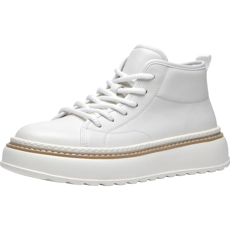 

High Quality Brand Men's Genuine Leather Casual Shoes High Top Shoes Comfortable Soft Ankle Boots Outdoor Non-slip Wear Boots