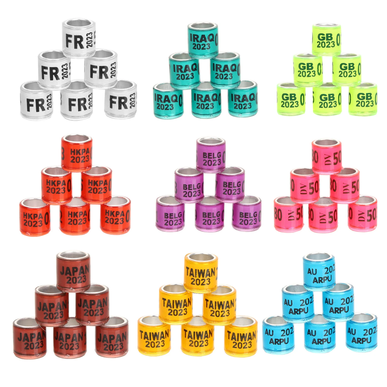 

100Pcs Pigeon Leg Rings Racing Markers Durable Lightweight Aluminum Plastic Foot Bands Easy Apply Remove for Homing Racing