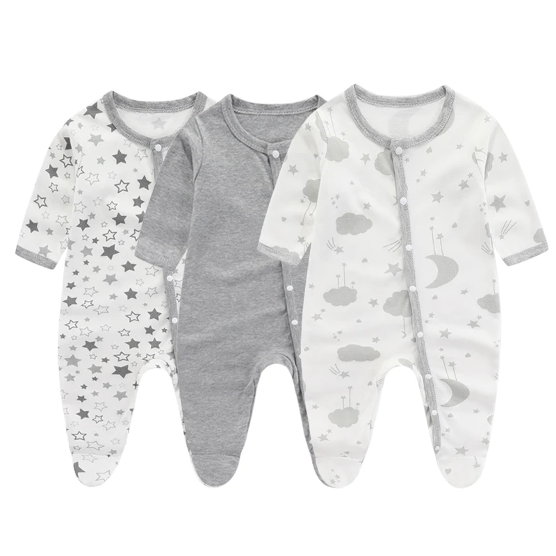 Newborn Bodysuit Cotton Autumn and Winter Long Sleeve Baby Onesies Soft Baby Clothes Footed Onesies Cartoon Boys Romper 0-9Month