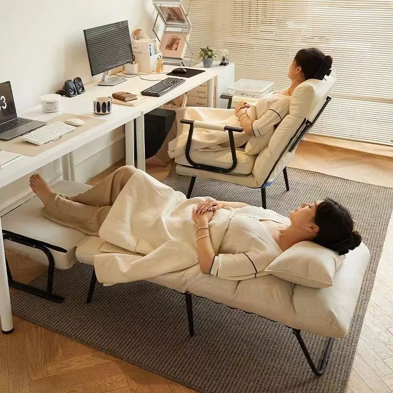 Folding Recliner Computer Chair Office Lunch Break Nap Bed Dual-purpose Chair Household Backrest Computer Sofa Chair Single Bed