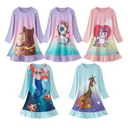 Autumn and Winter 2023 New Children's and Girls' Nightwear Cute Fun Cartoon Printed Pajamas 3-8T Long Sleeved Children Clothes