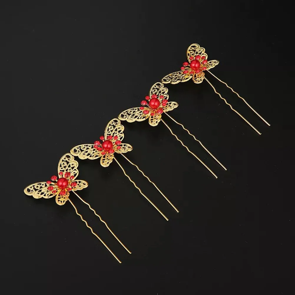 

6 PCS Barrettes Gold Hair Accessories Bridal Hairpin Chopsticks Bride Clip Headband