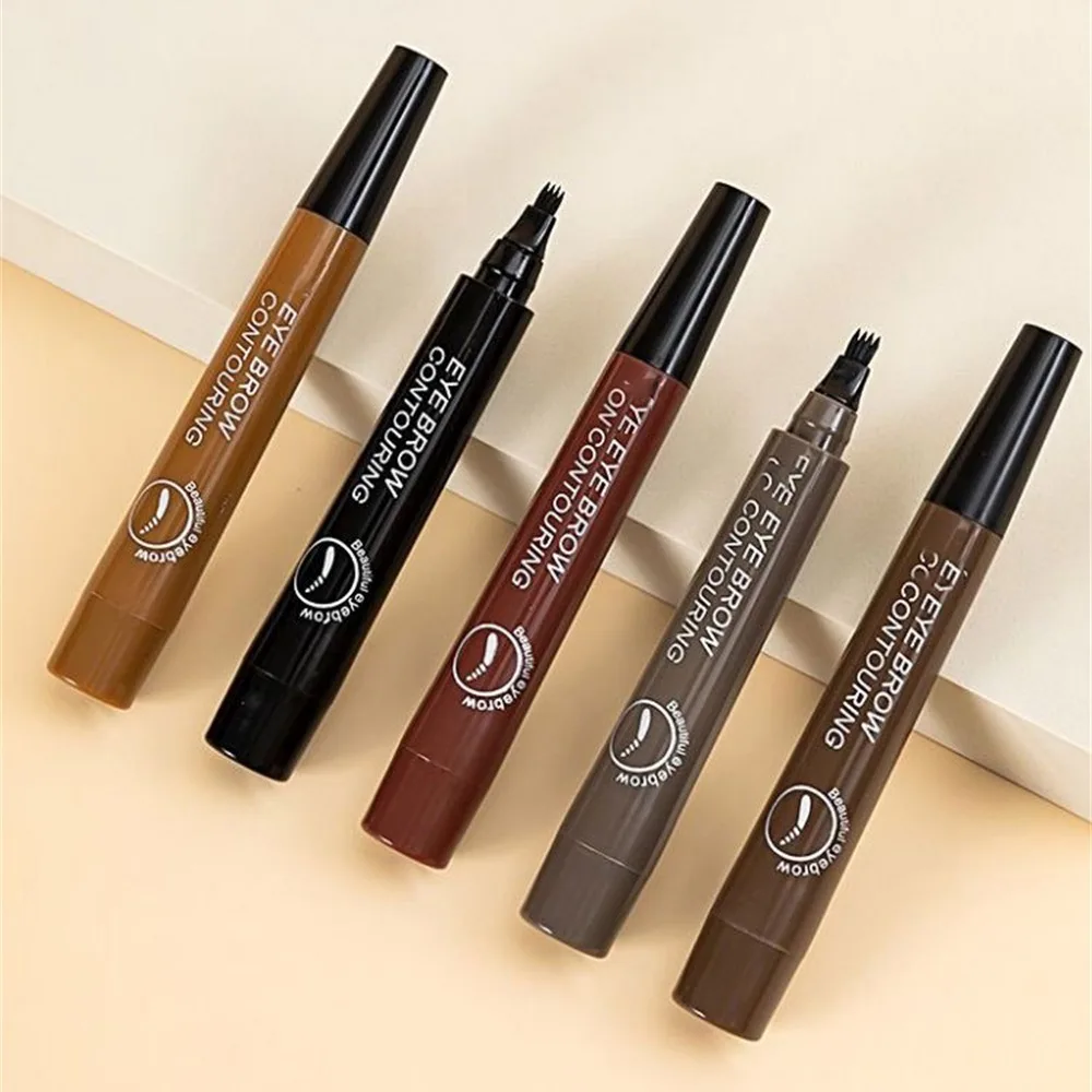 5 Colors Microblading Eyebrow Pen Waterproof Liquid Eyebrow Pencil Long Lasting Eyebrow Pen 4 Points Eye Brow Pen Cosmetics