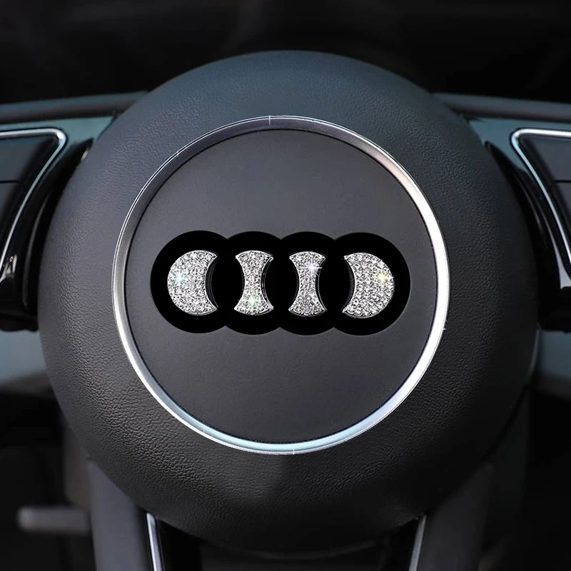 3D Rhinestone Emblem Decal Car Steering Wheel Diamond Sticker For Audi A1 A3 8p A4 A5 A6 A7 A8 Q3 Q5 Q7 S3 S5 S6 S7 S8 RS3 RS4