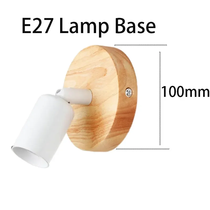 E27 Base Wall Lamps For Bedroom Living Room Adjustable Direction Corner Wall Shelf Wooden Fixed Plate