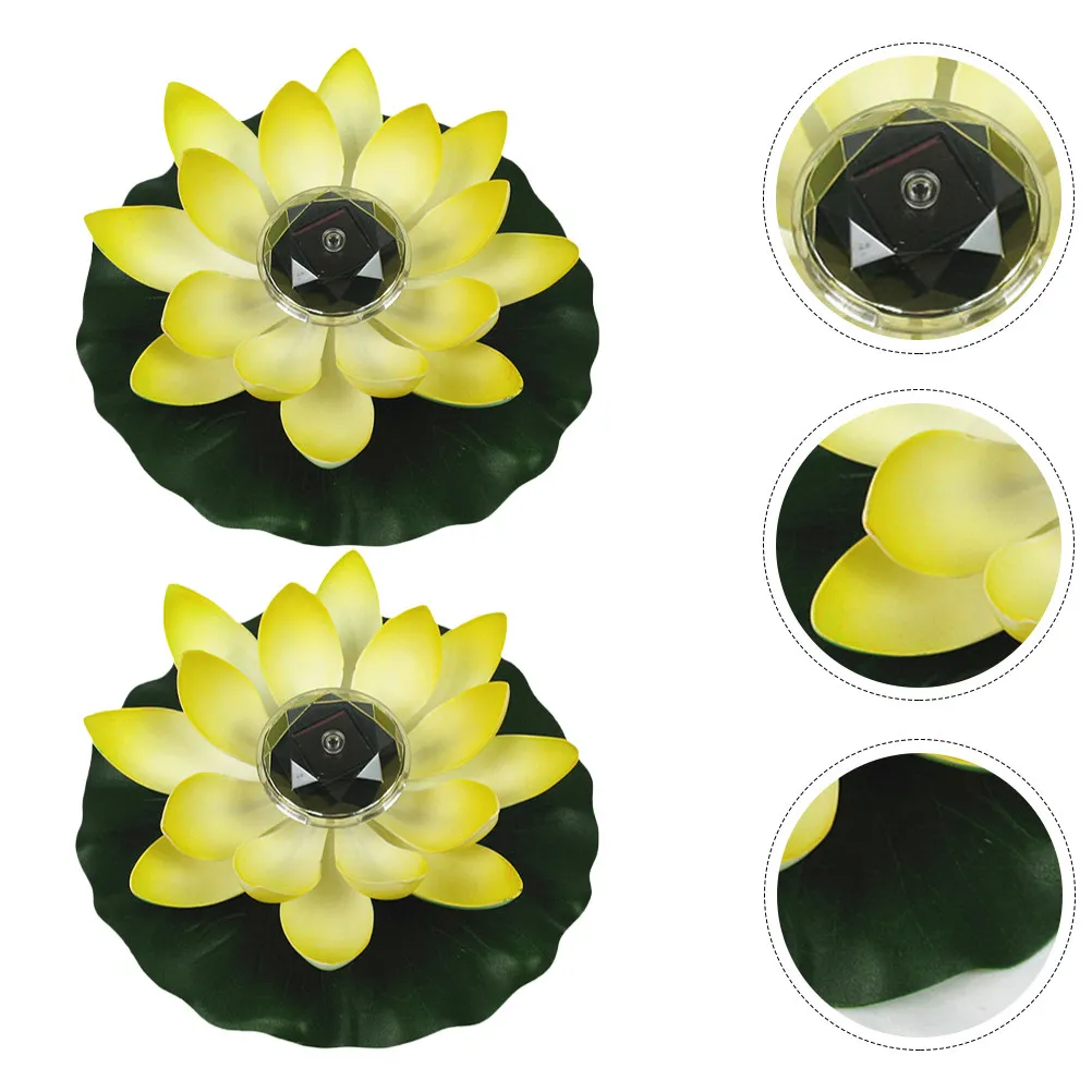 

2Pcs Solar Lotus Light Lightweight Waterproof Floating Pond Lamp Pool Outdoor Solar Decorative Light Outdoor Landscape Lights