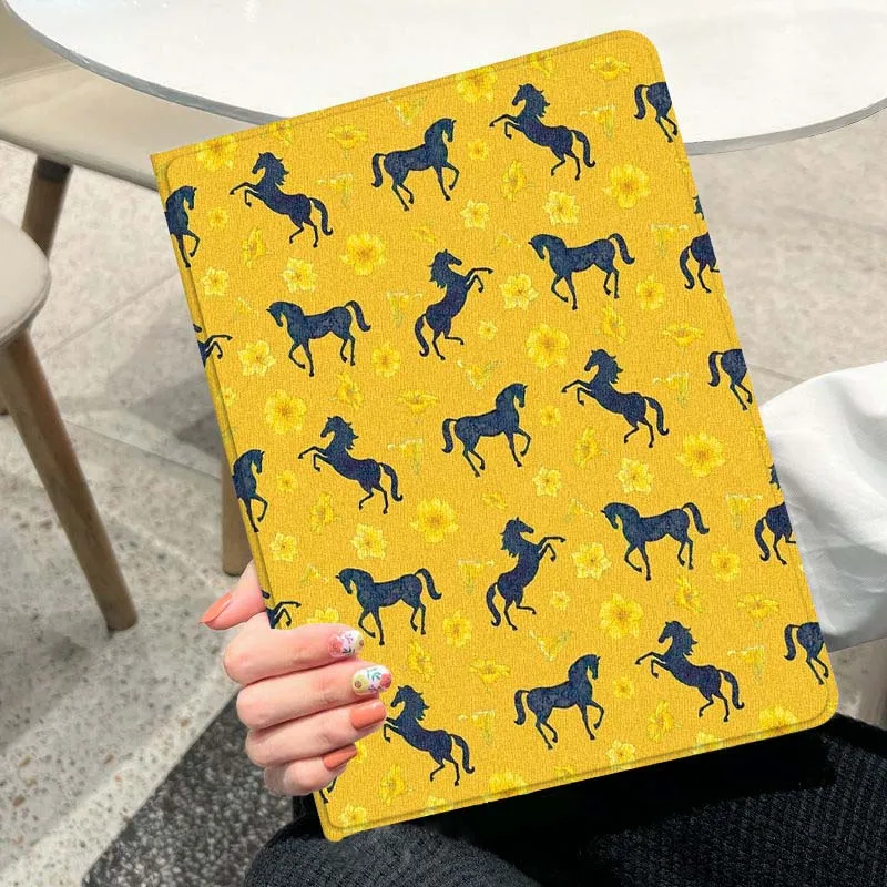 

Yellow Horse Pattern For iPad Pro Mini Air 1 2 3 4 5 6 7 7th 10th Gen 9.7 10.2 11 10.9 7.9 13 12.9 10.5 Inch Tablet Case