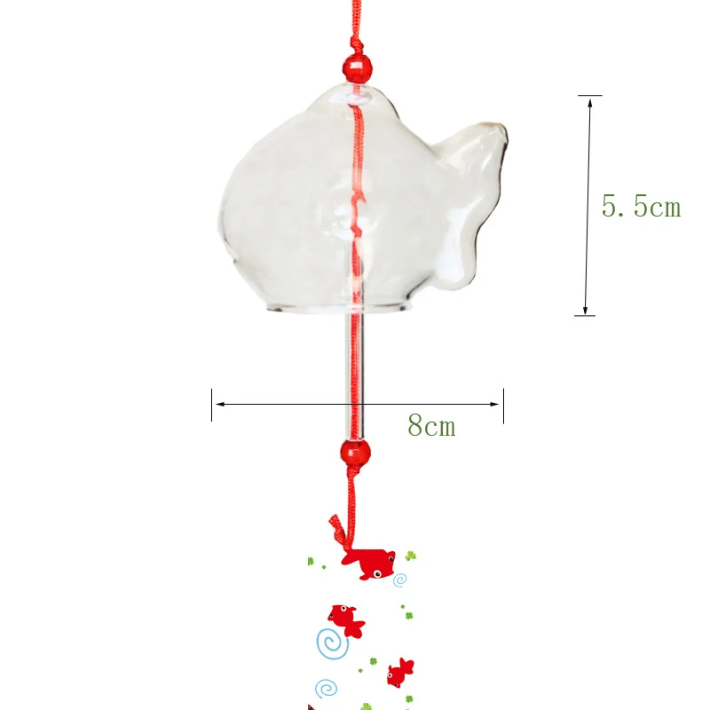 B*1PCS  Outdoor Decor Pendant Furin Decorative Fish Ornament Wind Chime Chimes Japanese Glass s Style Goldfish Garden Hanging