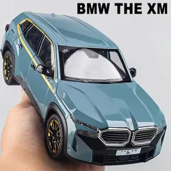 1:24 Alloy BMW XM Toys Cars Diecast Models Sound Light 6 Doors Opend Miniature Car Pull Back Vehicles for Boy's Birthday Gifts