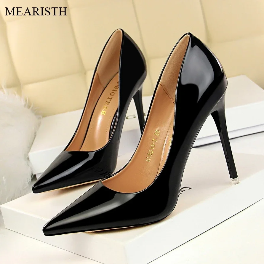 

Plus Size Women Shoes Pointed Toe Pumps Patent Leather Dress High Heels Shoes Wedding Heeled Shoes Zapatos Mujer Women's Pumps