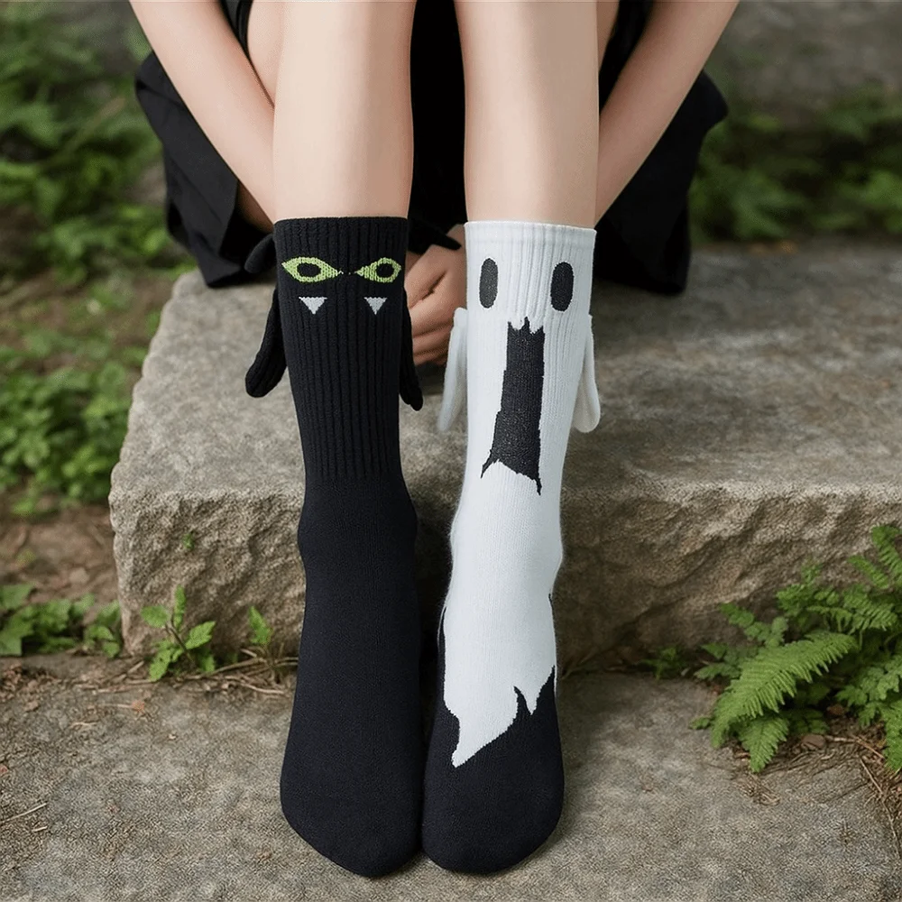 

Funny Novelty Halloween Socks Breathable Bat Pattern Magnetic Socks Magnetic Cartoon Couple Socks Photo Prop