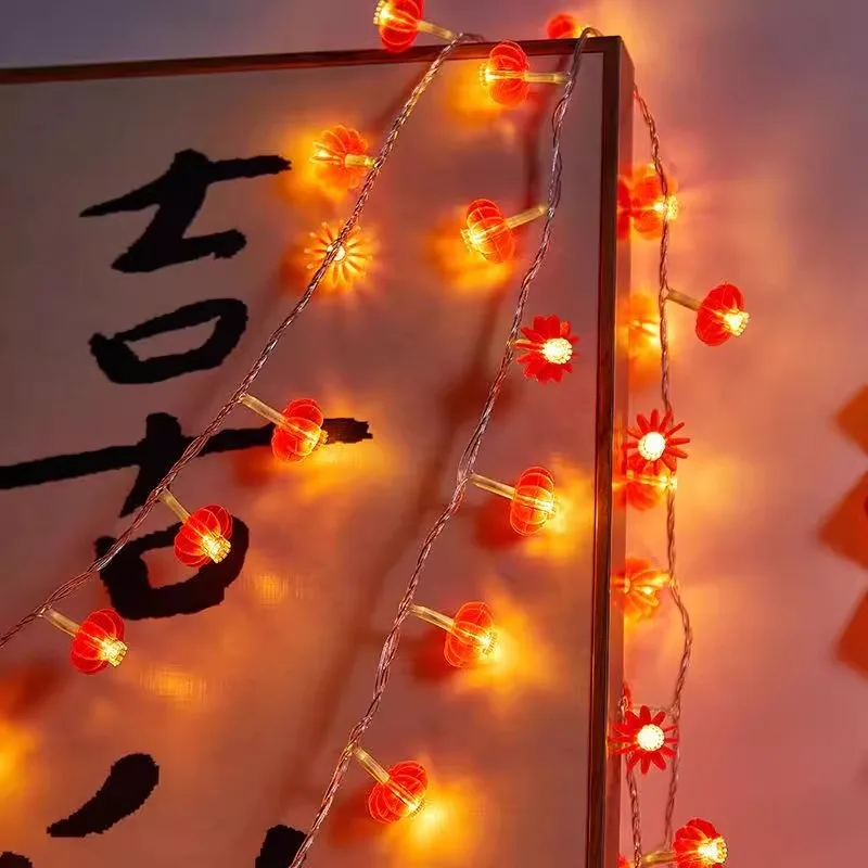 1.5M Happy New Year Red Lantern String LED Decor Chinese Knot Lights String Wedding Decorations Chinese Spring Festival Scene