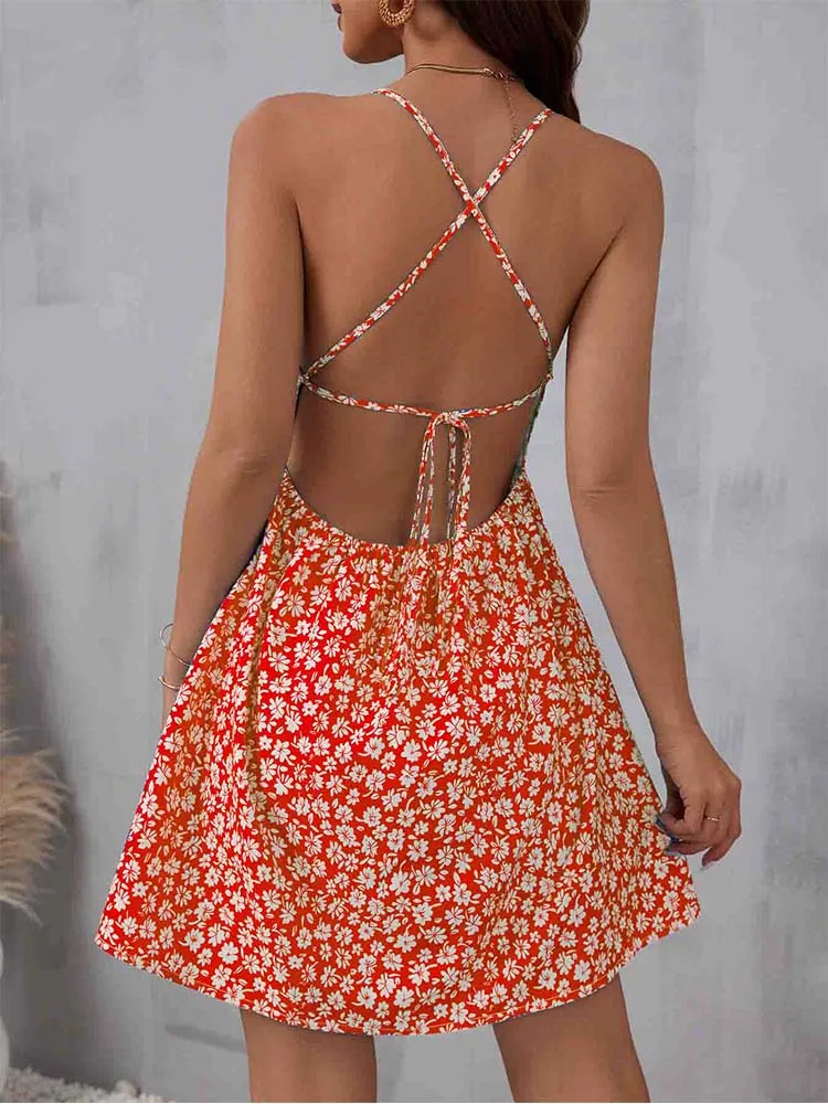 fleur sun cami strap mini dress flowers red Fleur Sun Cami Strap Mini Dress Flowers Blue
