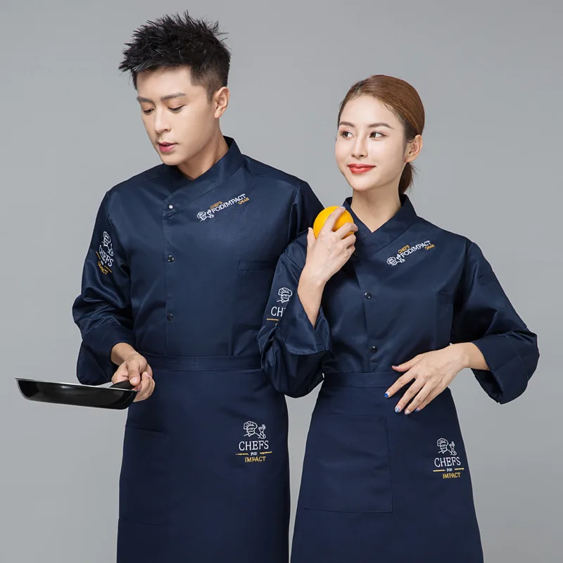 C083 Chef Jacket Coat Restaurant Kitchen Cook Waiter Waitress Uniform Bakery Bar Cafe Clothes Chef Coat