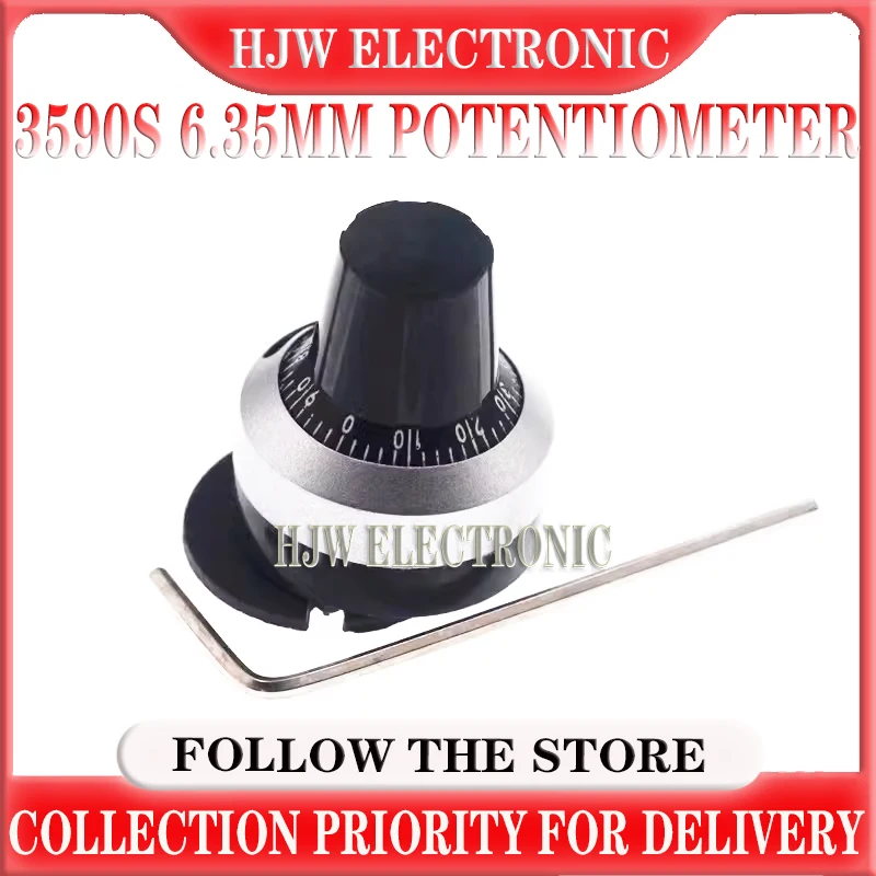 

1 pcs 3590s 6.35mm precision scale knob potentiometer knob equipped with multi-turn potentiometer