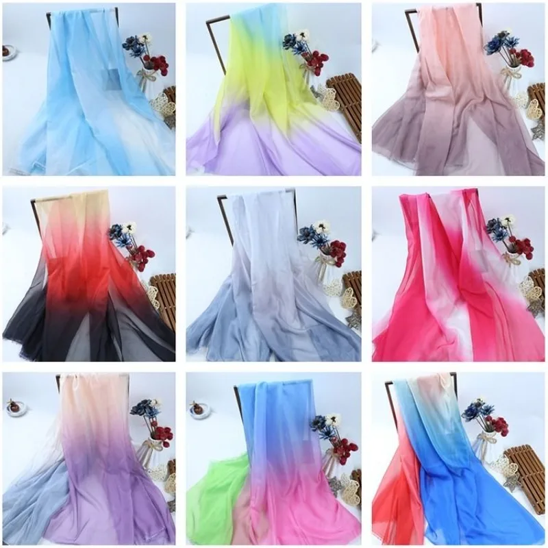 30D Gradient Chiffon Fabric Per Meter for Needlework Dress Shirt Skirt Costumes Diy Sewing Transparent Soft Smooth Summer Cloth