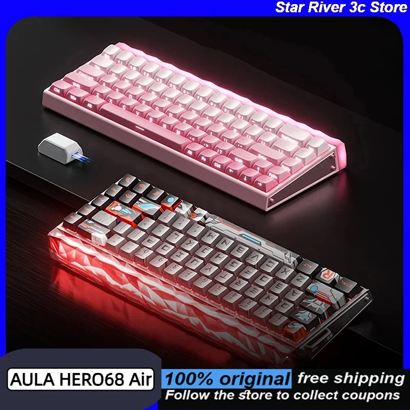 

AULA HERO68 Air Wireless Gaming Keyboard Bluetooth5.4 Dual 8kHz Polling Rate RT0.005 Custom Hot-Swap Magnetic Switch Keyboard PC