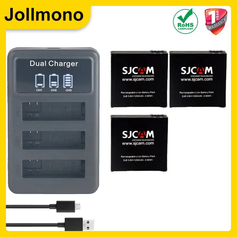 1200mAh SJCAM SJ8 3.8V Rechargeable Camera Battery for SJ8 Pro/SJ8 Plus/SJ8 Air SJCAM Action Camera Accessories