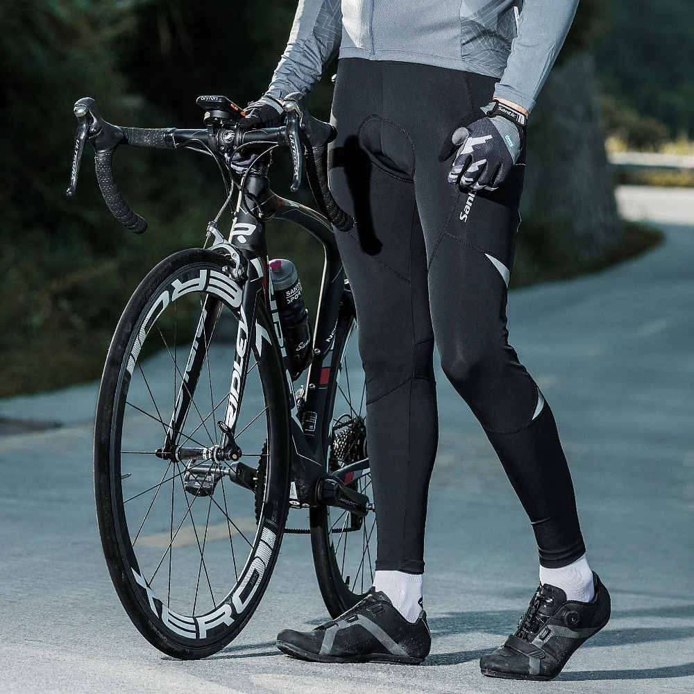 Santic Men Cycling Pants Summer  Bicycle Long Pants Cushion MTB Ride Bike Trousers Outdoor Sports Reflective WM7C04091