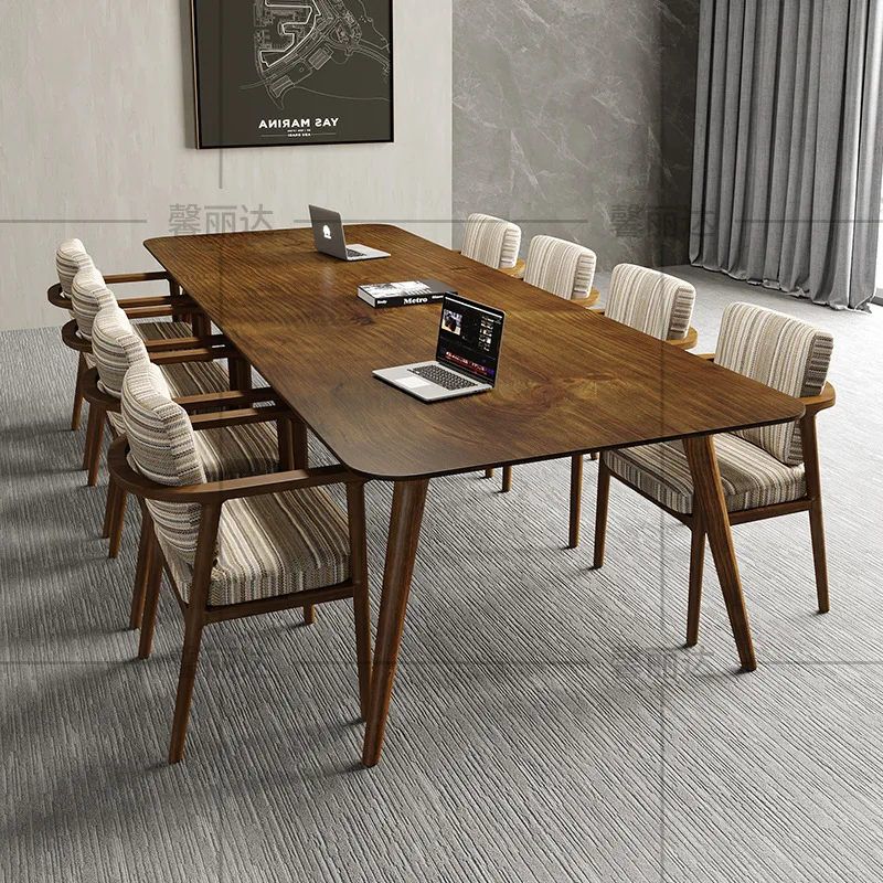 All solid wood conference table long table simple modern wood workbenc