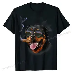 T-Shirt, Rottweiler with Cigar Wearing Aviator Sunglass, Dog Casual T Shirts for Men Cotton Tops Shirt Summer Discount