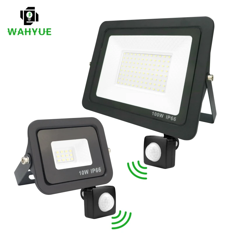 Focos LED con Sensor de movimiento PIR, lámpara impermeable IP66, 10W, 20W, 30W, 50W, 100W, 150W, 200W, para exteriores y jardín