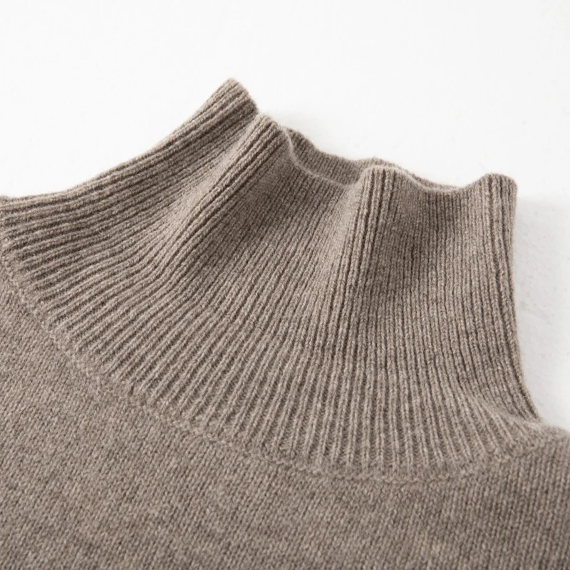 2024 Spring Autumn New Women\'s Sweater 100% Pure Wool Knitted Cashmere Sweater Casual Loose Large Size High Neck Pullover Top