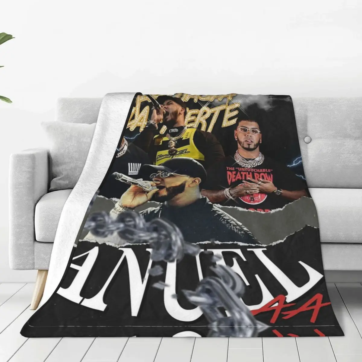 

Hip Hop Singer Anuel AA Fleece Blankets Rapper Funny Throw Blanket for Sofa Bedding Lounge