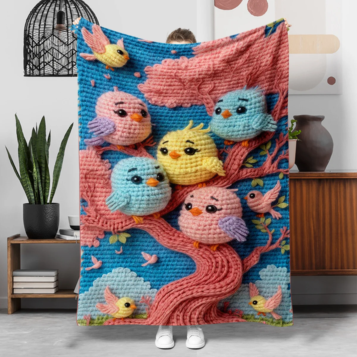 1pc Bird Pattern Flannel Blanket, Lightweight and Soft Blanket, Gift Blanket for Family and Friends. Mother's Day, Father's Day