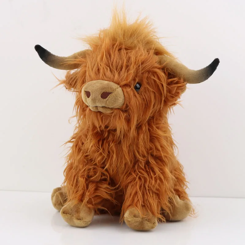 25Cm Simulatie Hoogland Koe Pluche Dier Pop Soft Gevulde Hoogland Koe Knuffel Kawaii Kids Baby Cadeau Speelgoed Thuis room Decor