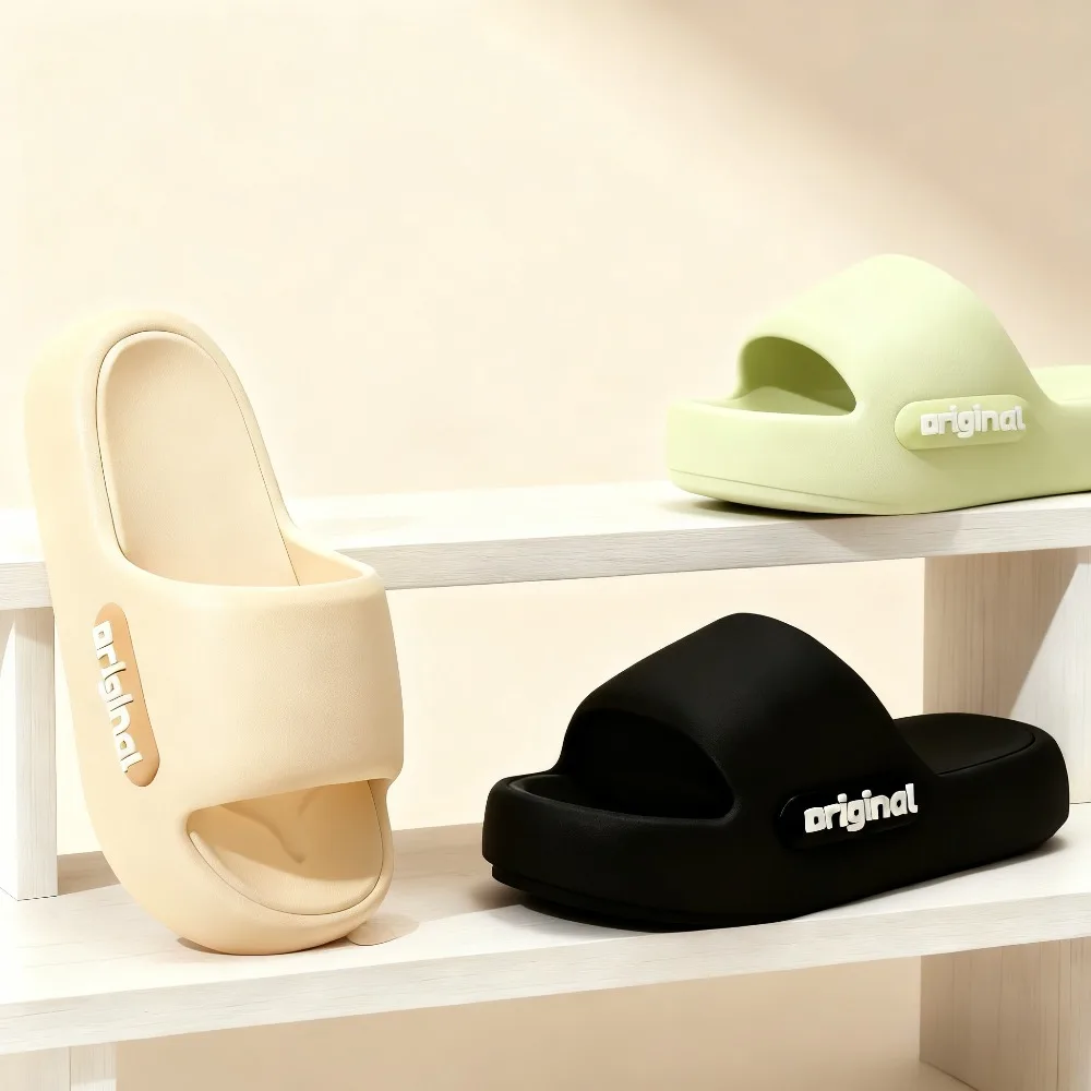 

Indoor slippers for women, comfortable solid color soft bottom EVA women's couple anti slip beach slippers house shoes