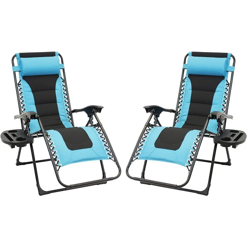 203079pb Turquoise Gewatteerde Zwaartekrachtstoelen Met Voetbedekking En Grote Bekerhouder, 35.43X25.59X41.5 Inch