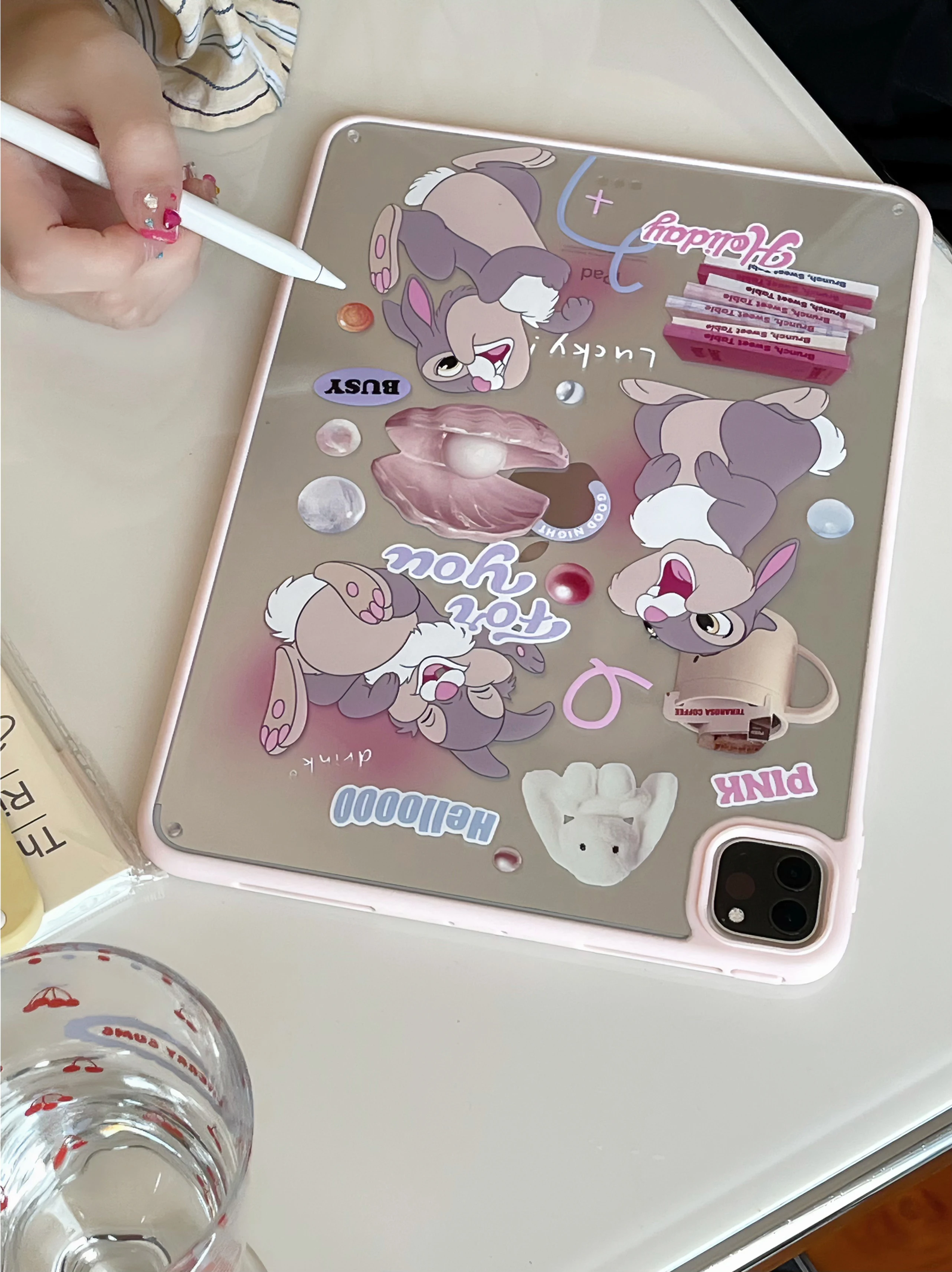 For IPad 9 8 Seventh Generation Air 2 3 4 5 6 10.9 Pro 11 Cute Cartoon Disney Rabbit Acrylic Case Tablet PC Protective Cover