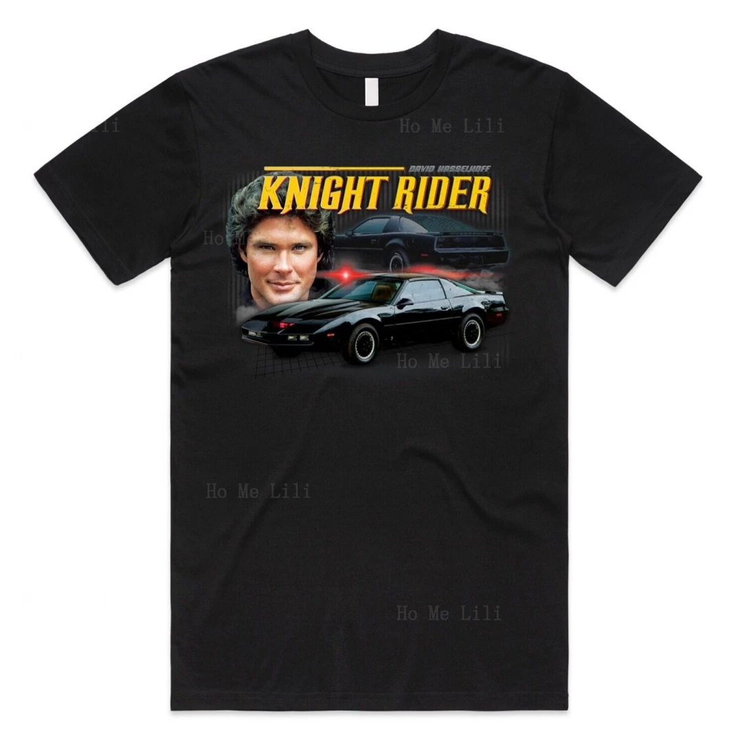 Knight Rider T-Shirt Men Cotton Tee Funny 80s Tv Show David Hasselhoff Kitt Vintage Dad