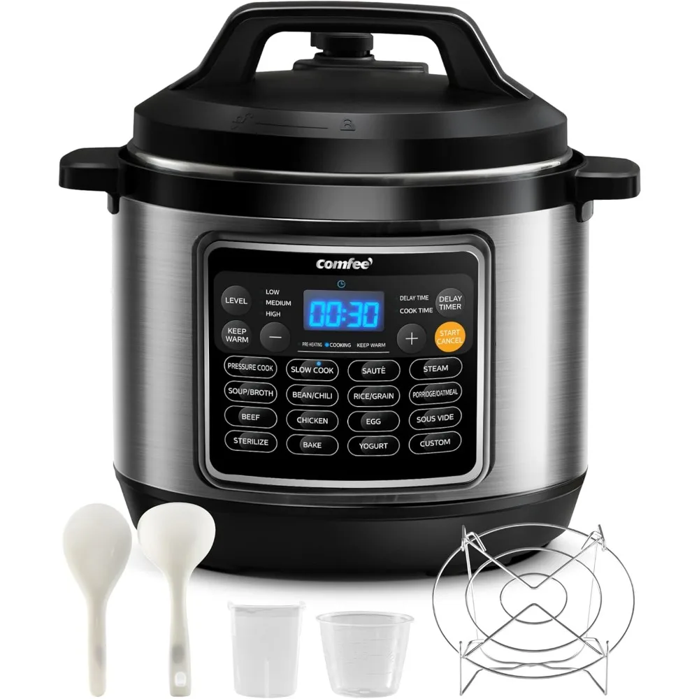 16 in 1 Electric Pressure Cooker Instant Multi Cooker，Non-Stick Pot Yogurt Maker Rice Cooker Slow Cooker Sauté Steamer 8 Quarts