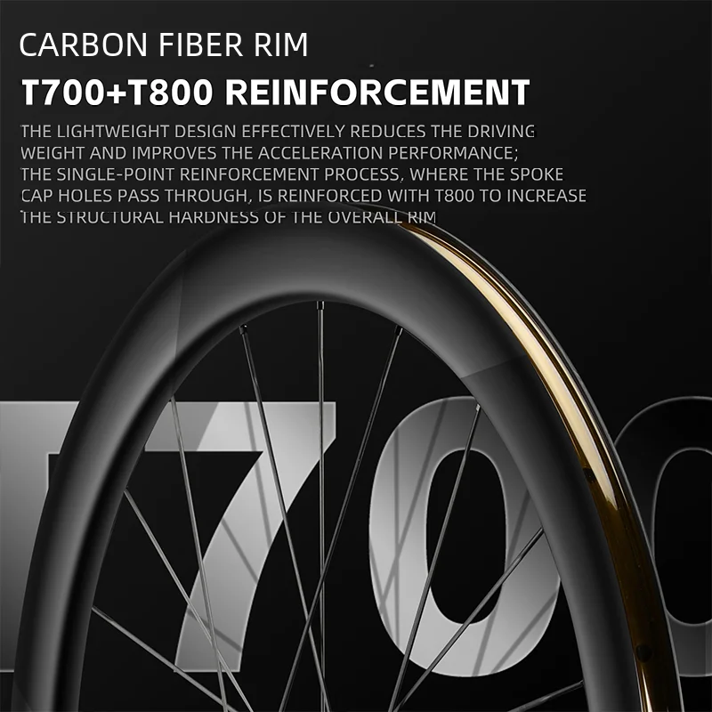 WEST BIKING Bicycle Wheel T700 T800 Carbon Fiber Wheel Tubeless Tyre Road Bike Wheel Set Disc Brake 36T 49mm Cycling Wheel Parts