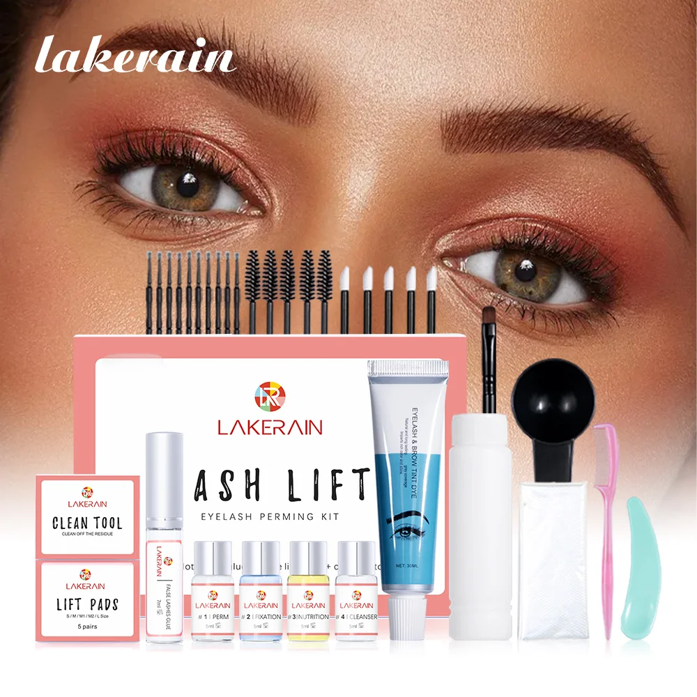 Lash Perming & Eyebrow Eyelashes Tint Dye Kit DIY Instant Fuller Eyelash & Brow Lifting Curling Combo Semi-Permanent Eyes Makeup