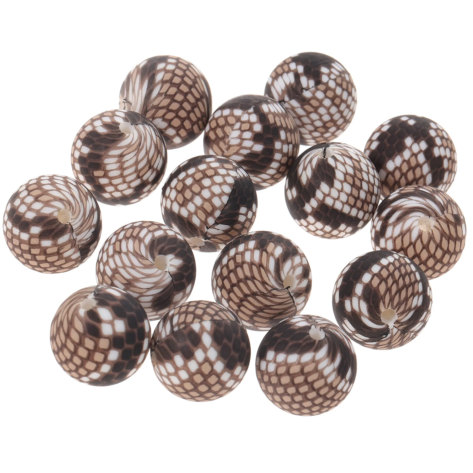 

15Pcs Silicone Round Beads Snakeskin Pattern for Bracelets DIY Craft Making Loose Jewelry Beads Bead Kits Bead Set